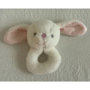 Bunny Rabbit Baby Hand Rattle Lovey Cream Pink Plush 6" Baby Toy Easter B350